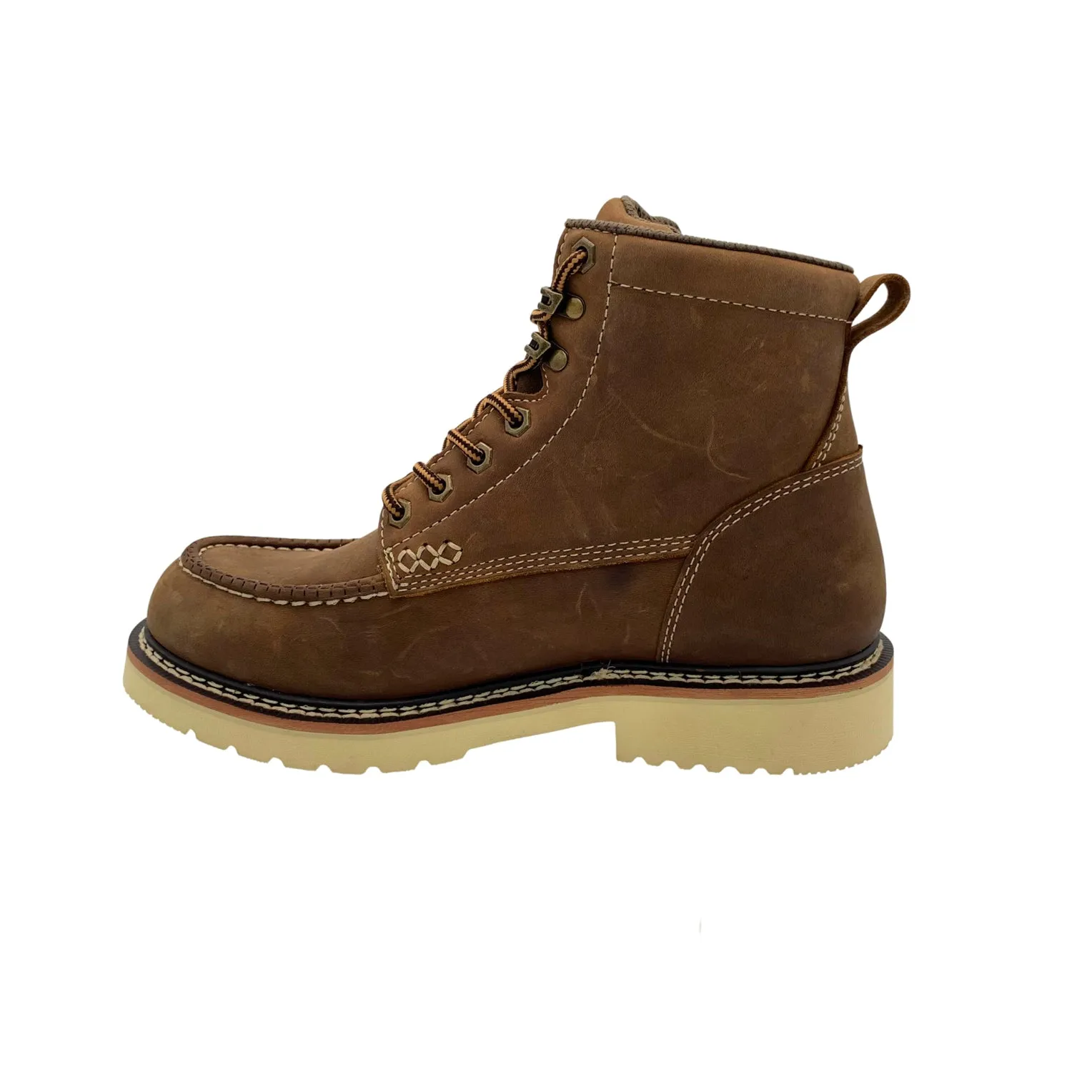 AdTec Mens Apex 6in SR Moc-Toe Brown Leather Work Boots