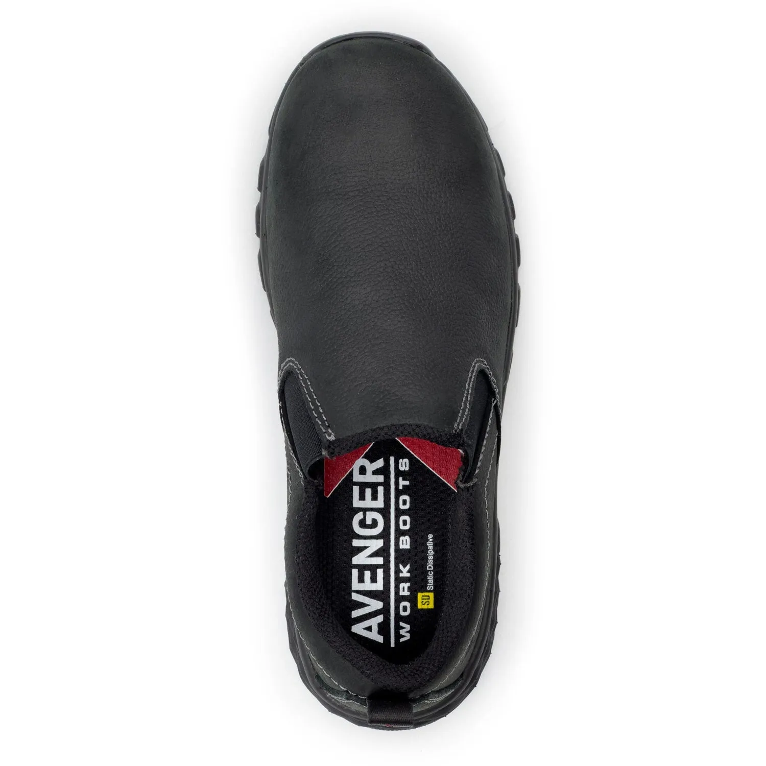 Avenger Mens Flight Black Leather CT SD10 Slip-On Shoes