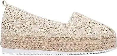 Beige lace Platform Espadrille Women's Stylish Loafer