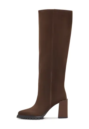 Bold Block Heel Knee-High Boots Nala - Brown