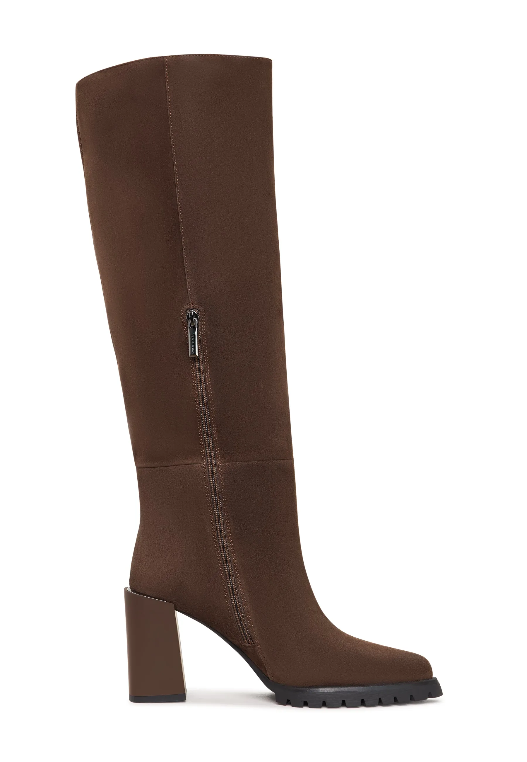 Bold Block Heel Knee-High Boots Nala - Brown