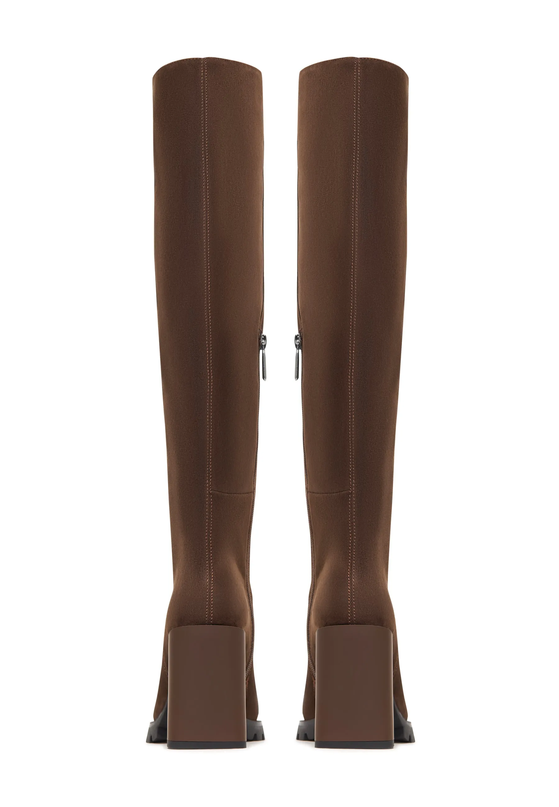 Bold Block Heel Knee-High Boots Nala - Brown