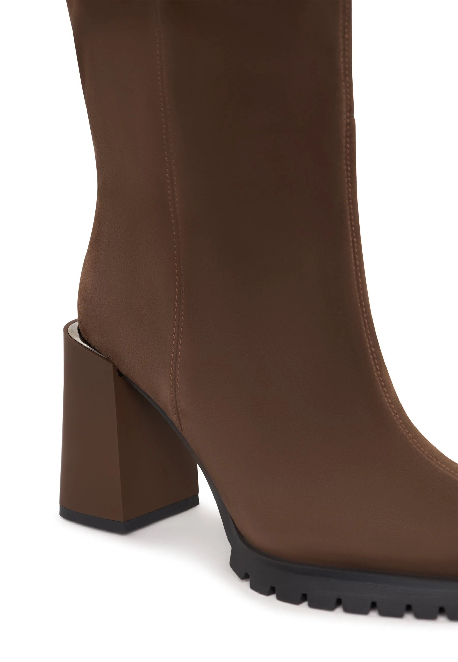 Bold Block Heel Knee-High Boots Nala - Brown