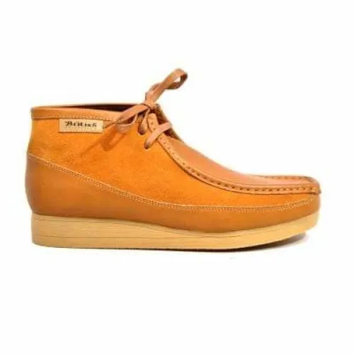 British Walkers New Castle Wallabee Boots Men's Cognac Suede and Leather