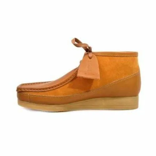 British Walkers New Castle Wallabee Boots Men's Cognac Suede and Leather