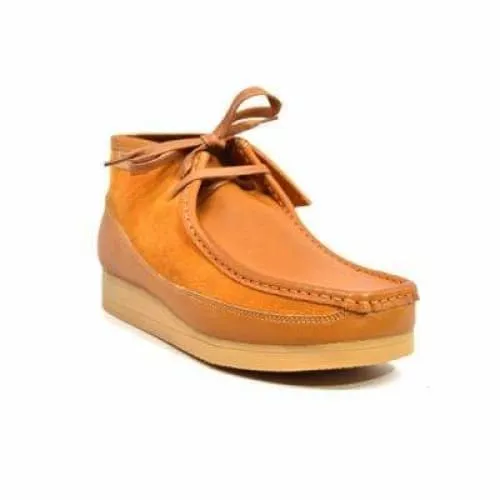 British Walkers New Castle Wallabee Boots Men's Cognac Suede and Leather