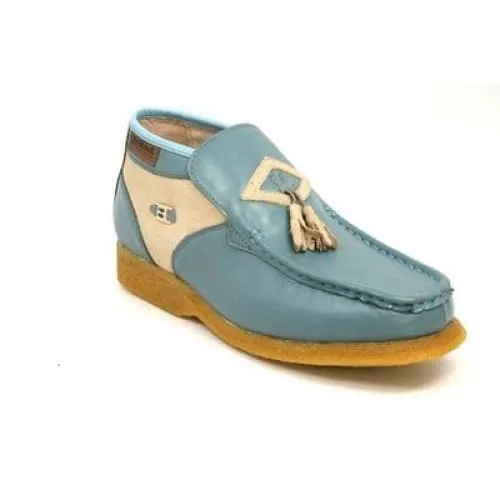 British Walkers Palace Men's Blue and Beige Leather Slip On