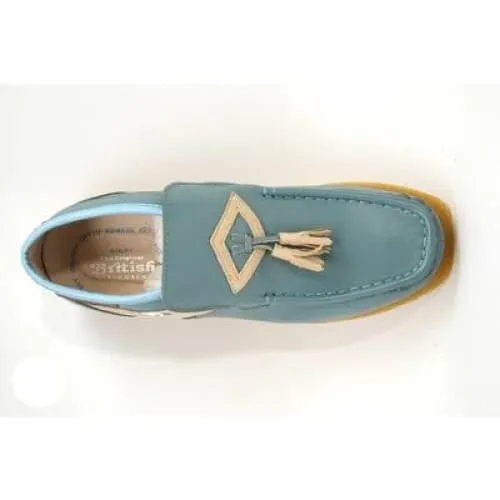 British Walkers Palace Men's Blue and Beige Leather Slip On