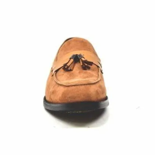 British Walkers Space Men's Cognac Suede and Leather Sophisticated Crepe Sole Loafers