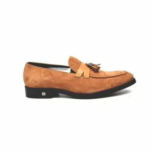 British Walkers Space Men's Cognac Suede and Leather Sophisticated Crepe Sole Loafers