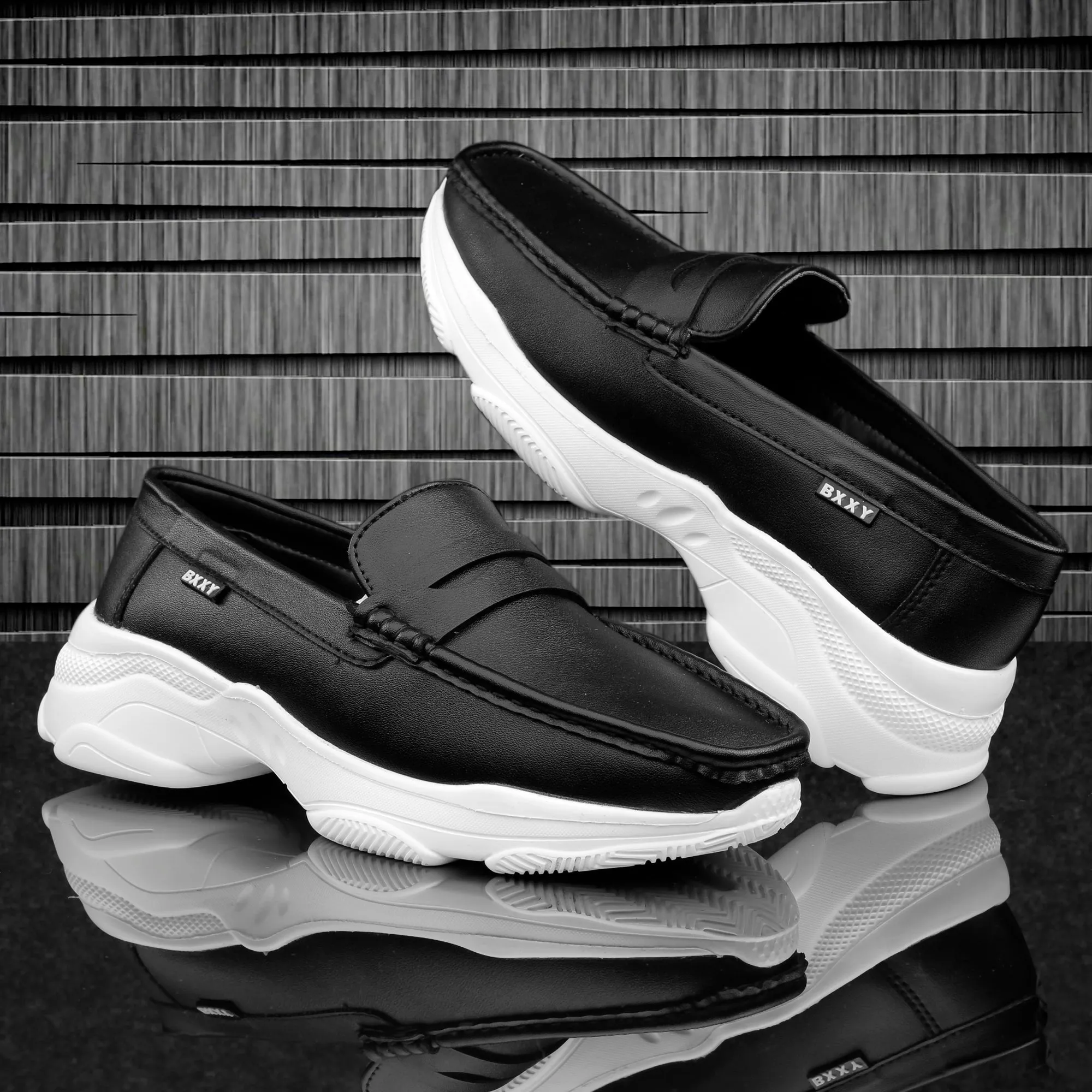 Bxxy's Men's Faux Leather Fashionable and Comfortable Slip-ons