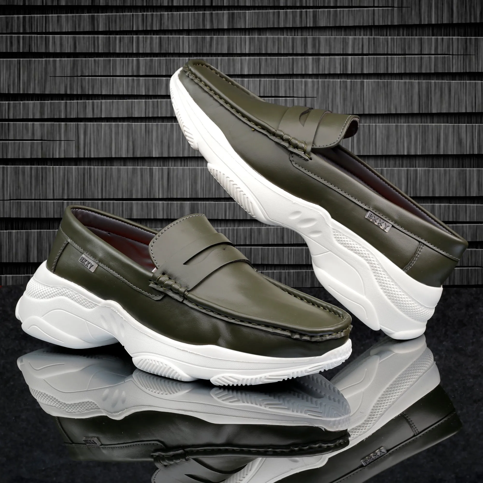 Bxxy's Men's Faux Leather Fashionable and Comfortable Slip-ons