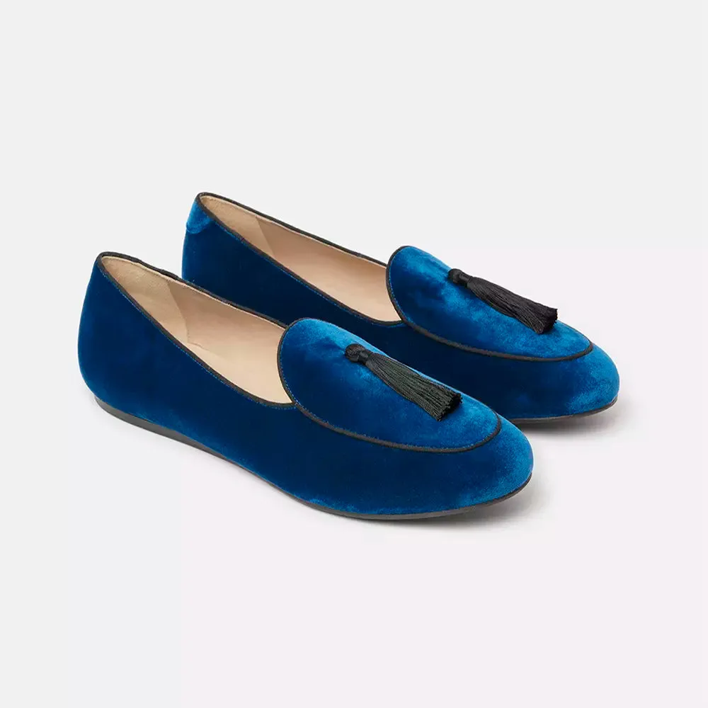 Charles Philip Elegant Silk Fabric Tasseled Loafers