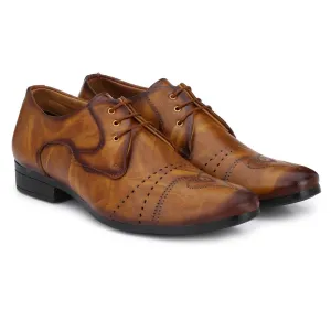 Designer Derby Napa Leather Tan Brown Lace-Ups Office Party Ethnic Wear Formal Shoes