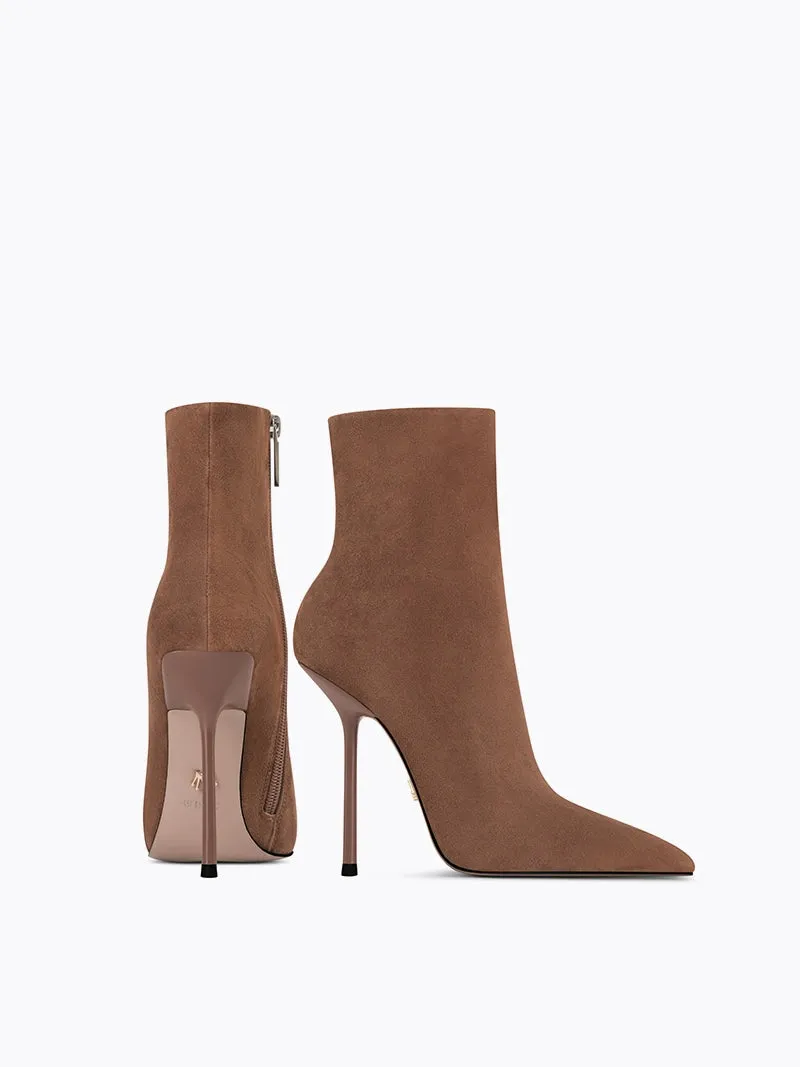 Fabfei Fall/Winter pointed toe suede stiletto heel boots - Maillard