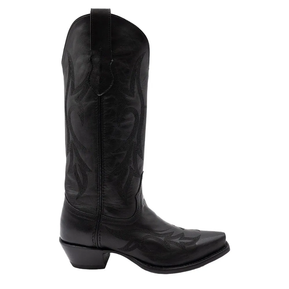 Ferrini Scarlett Black Full Grain Leather Snipped Toe Western Dress Boots