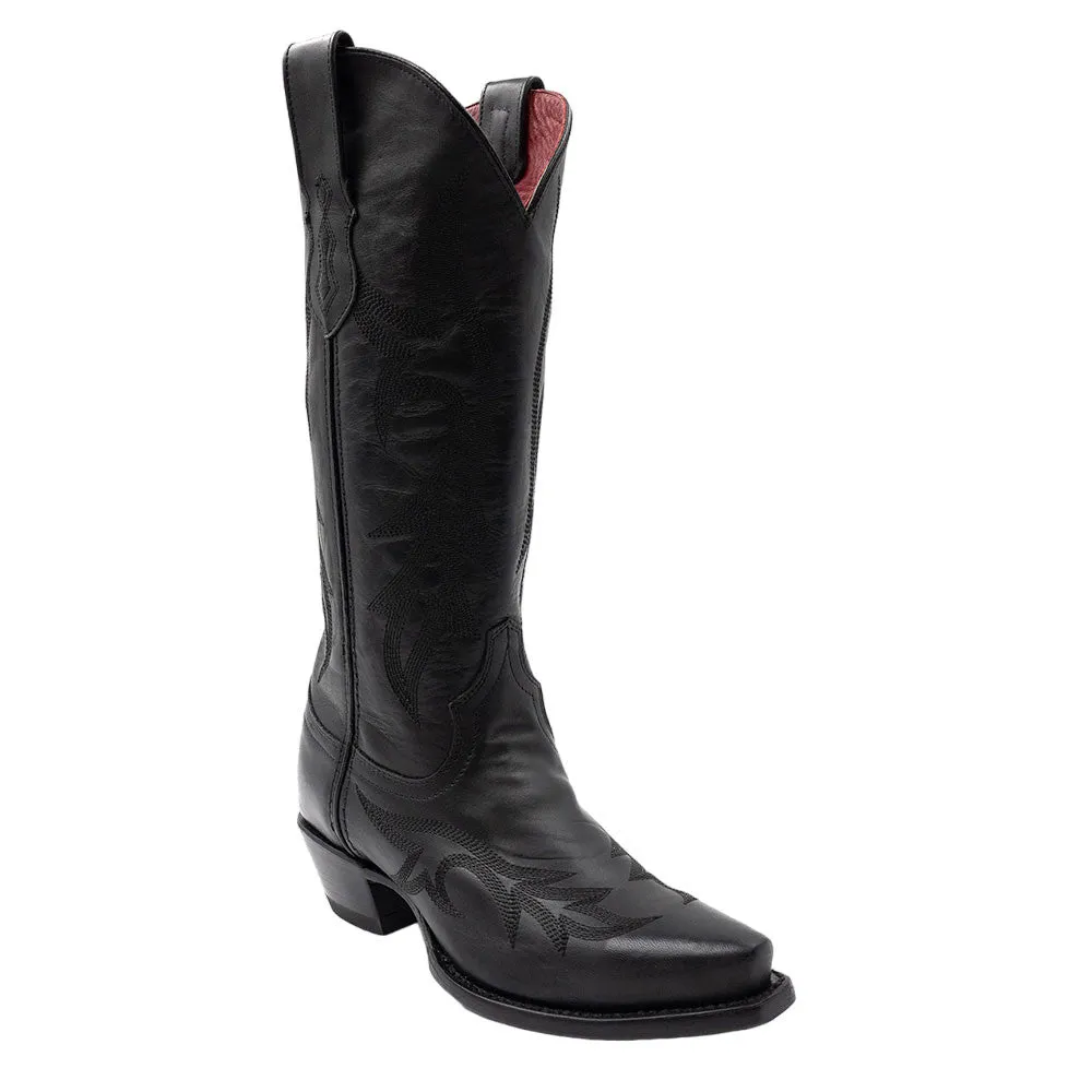 Ferrini Scarlett Black Full Grain Leather Snipped Toe Western Dress Boots