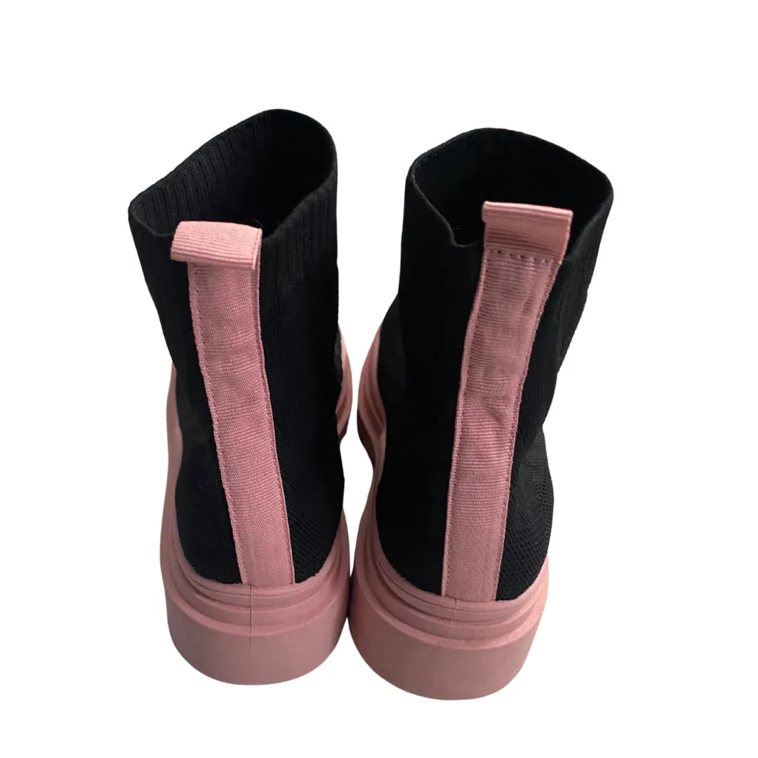 High Top Sock Ankle Boots Black Pink SIZE 38