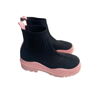 High Top Sock Ankle Boots Black Pink SIZE 38