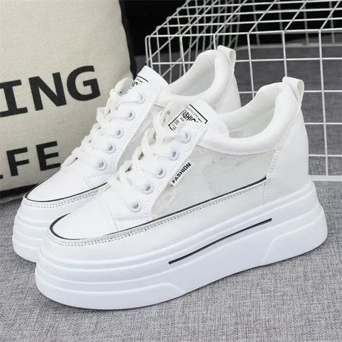 Joskaa 2024 New Platform White Leather Sneakers