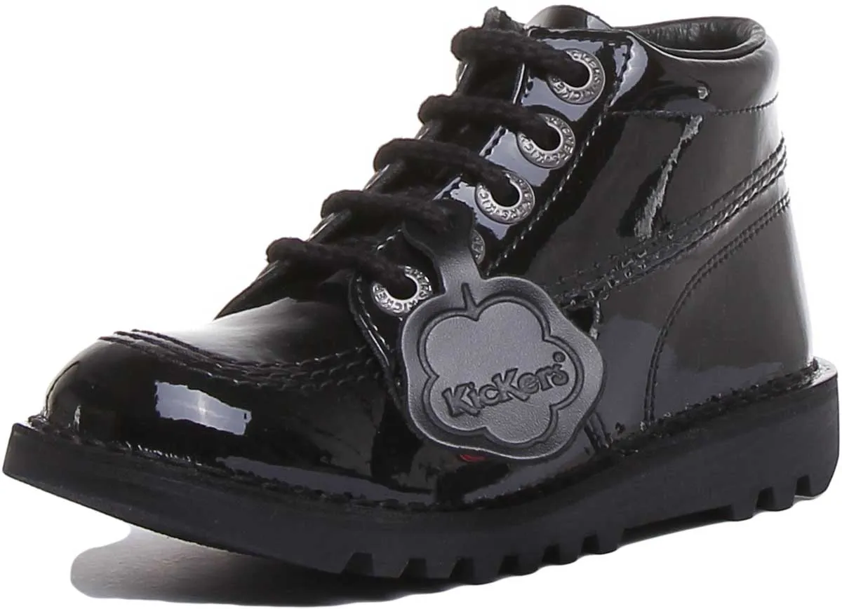 Kickers Kickers Kick Hi In Black Patent in Infants UK Size 5 - 12