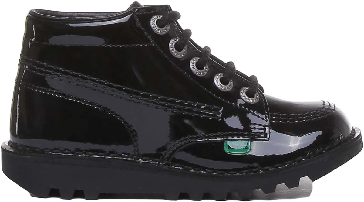 Kickers Kickers Kick Hi In Black Patent in Infants UK Size 5 - 12