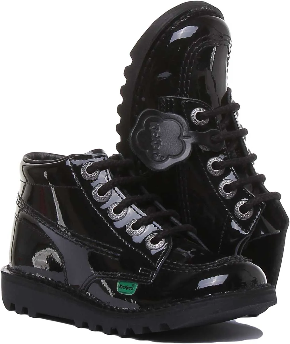 Kickers Kickers Kick Hi In Black Patent in Infants UK Size 5 - 12