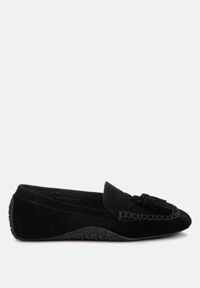 Kipstar Suede Round Toe Tassel Loafers