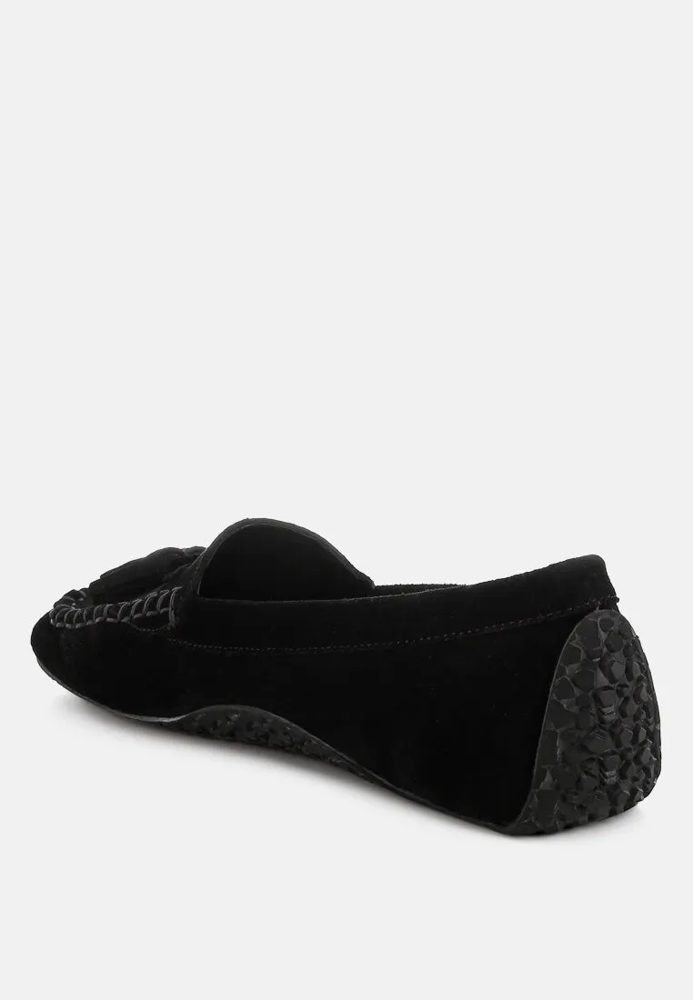 Kipstar Suede Round Toe Tassel Loafers