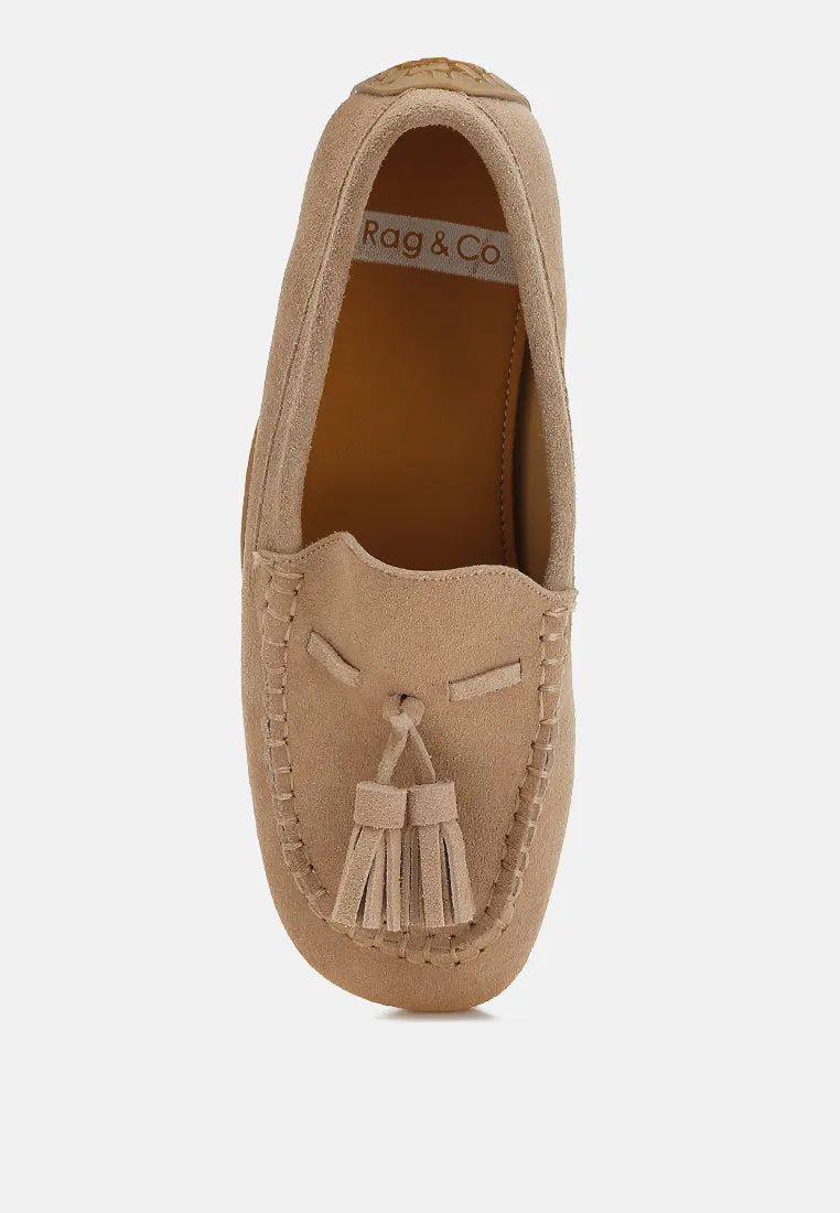 Kipstar Suede Round Toe Tassel Loafers