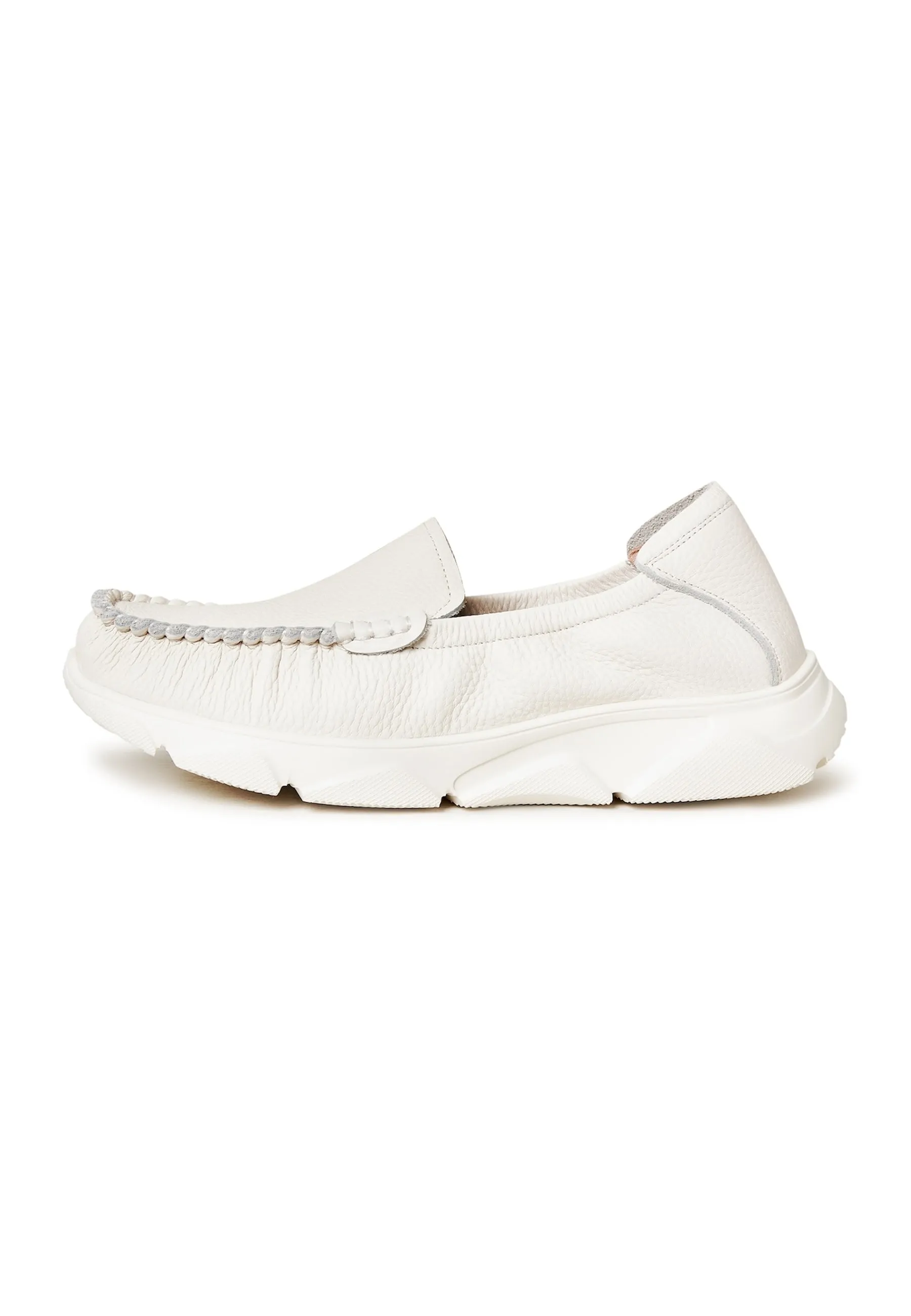 Leather Platform Moccasins Alisa - White