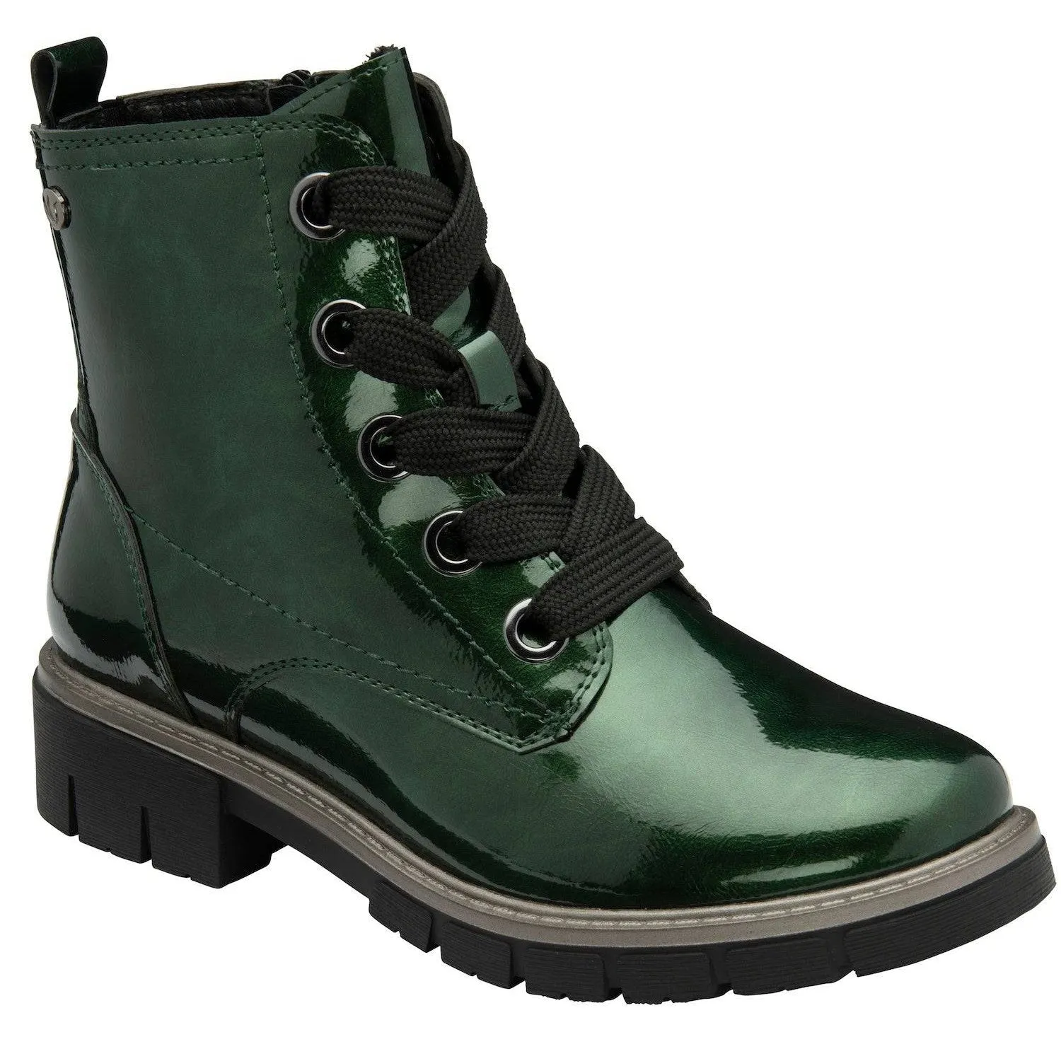 Lotus JoJo Ladies Green Patent Zip & Lace Ankle Boots