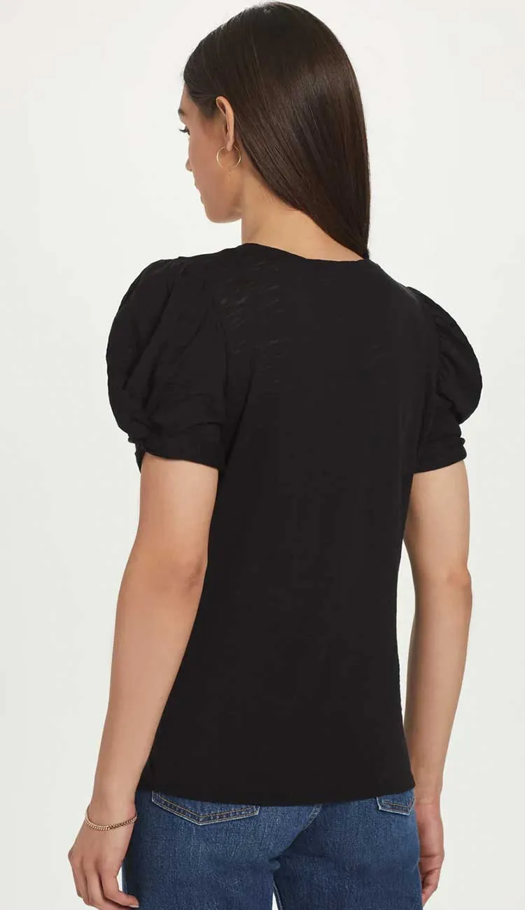 Mutton Sleeve Knot Tee - Black