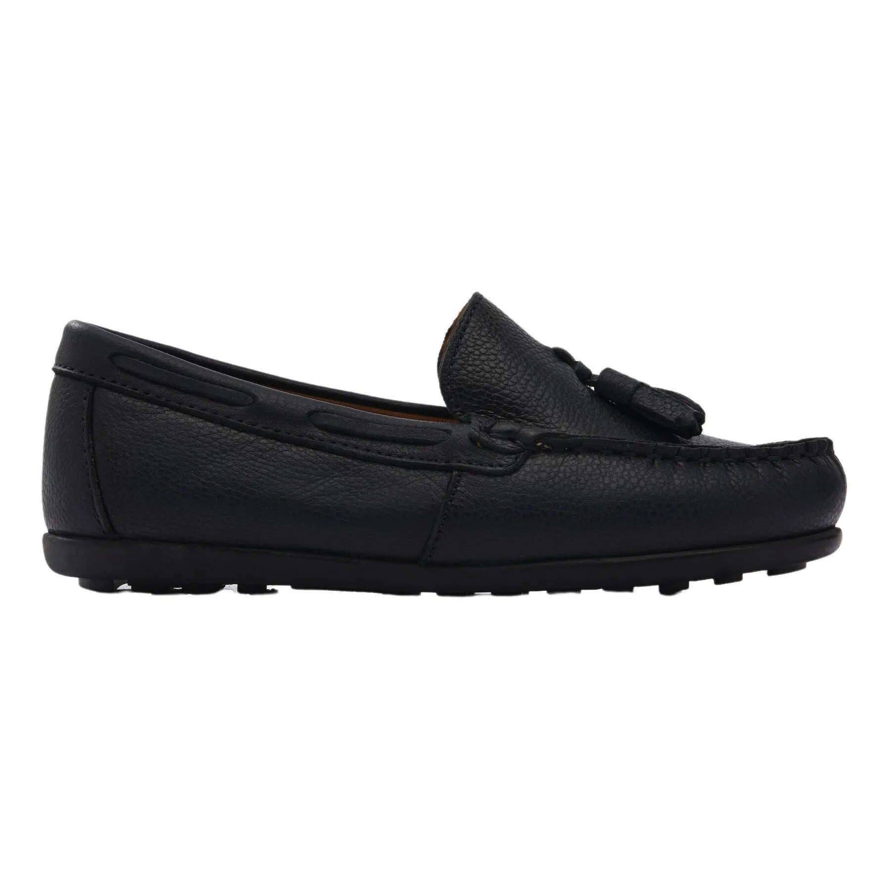 Navy Leather Tassel Loafers