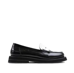 New Frizo Black White Leather Loafers