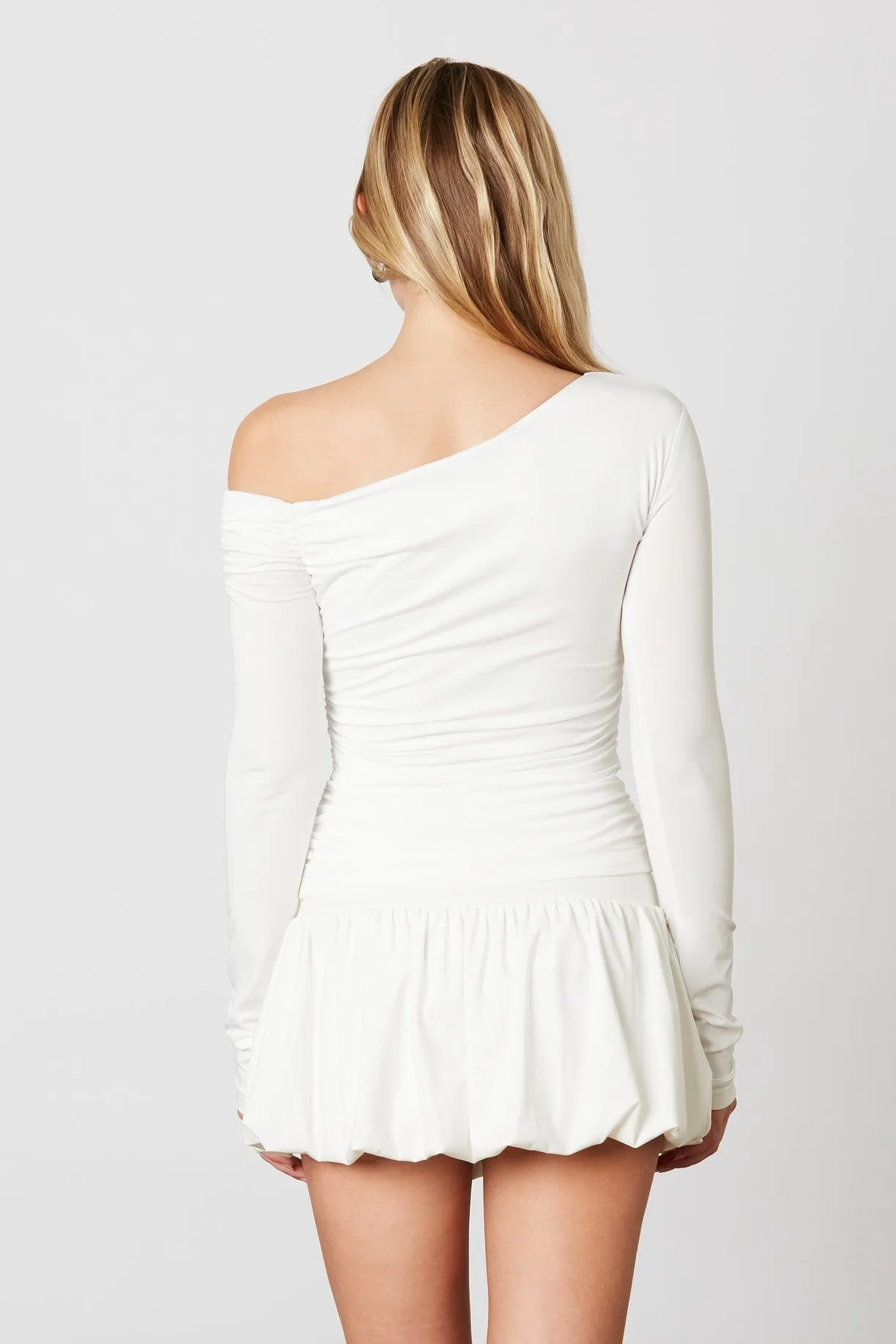 One Shoulder Draped Top White