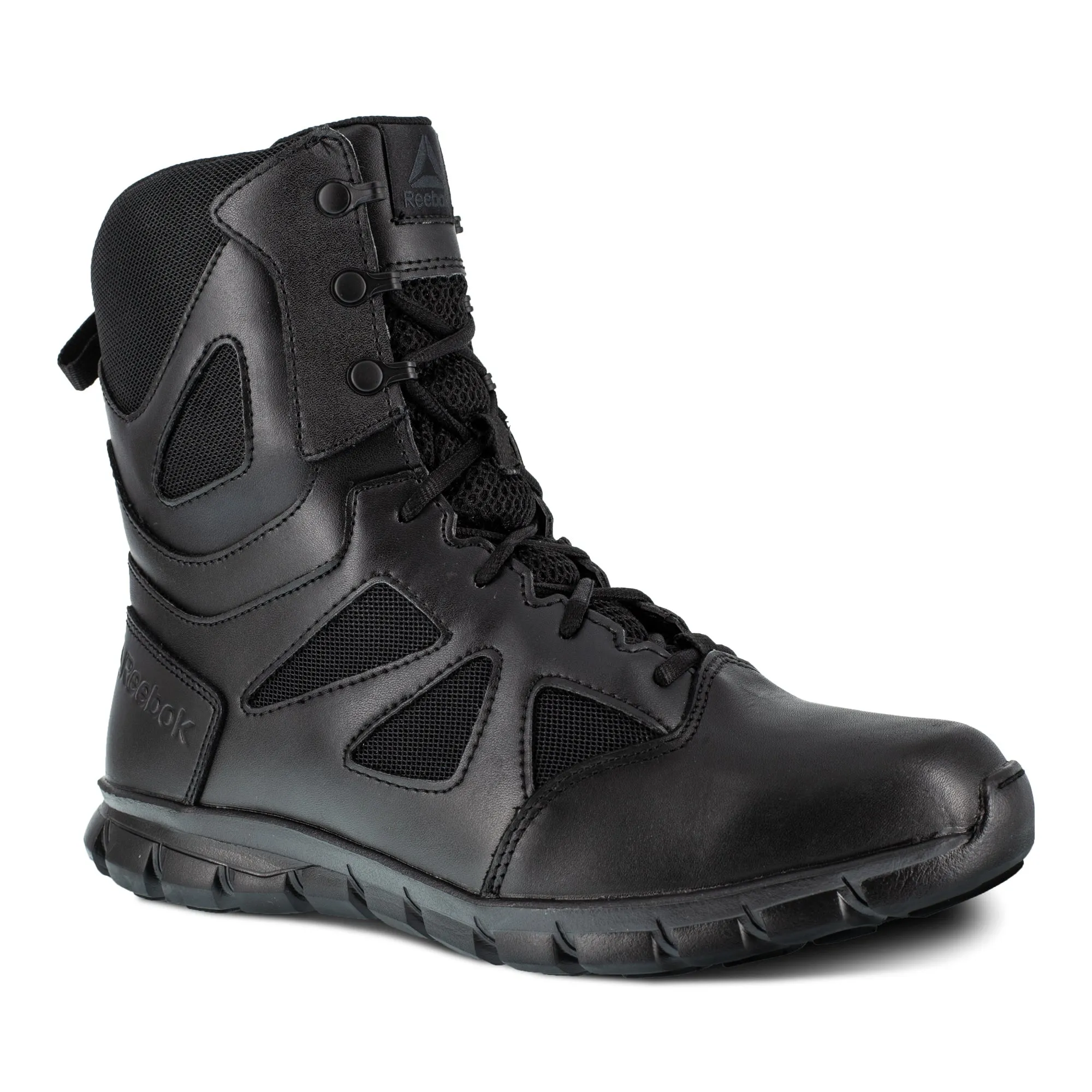 Reebok Mens Black Leather Military Boots Sublite Tactical Zip