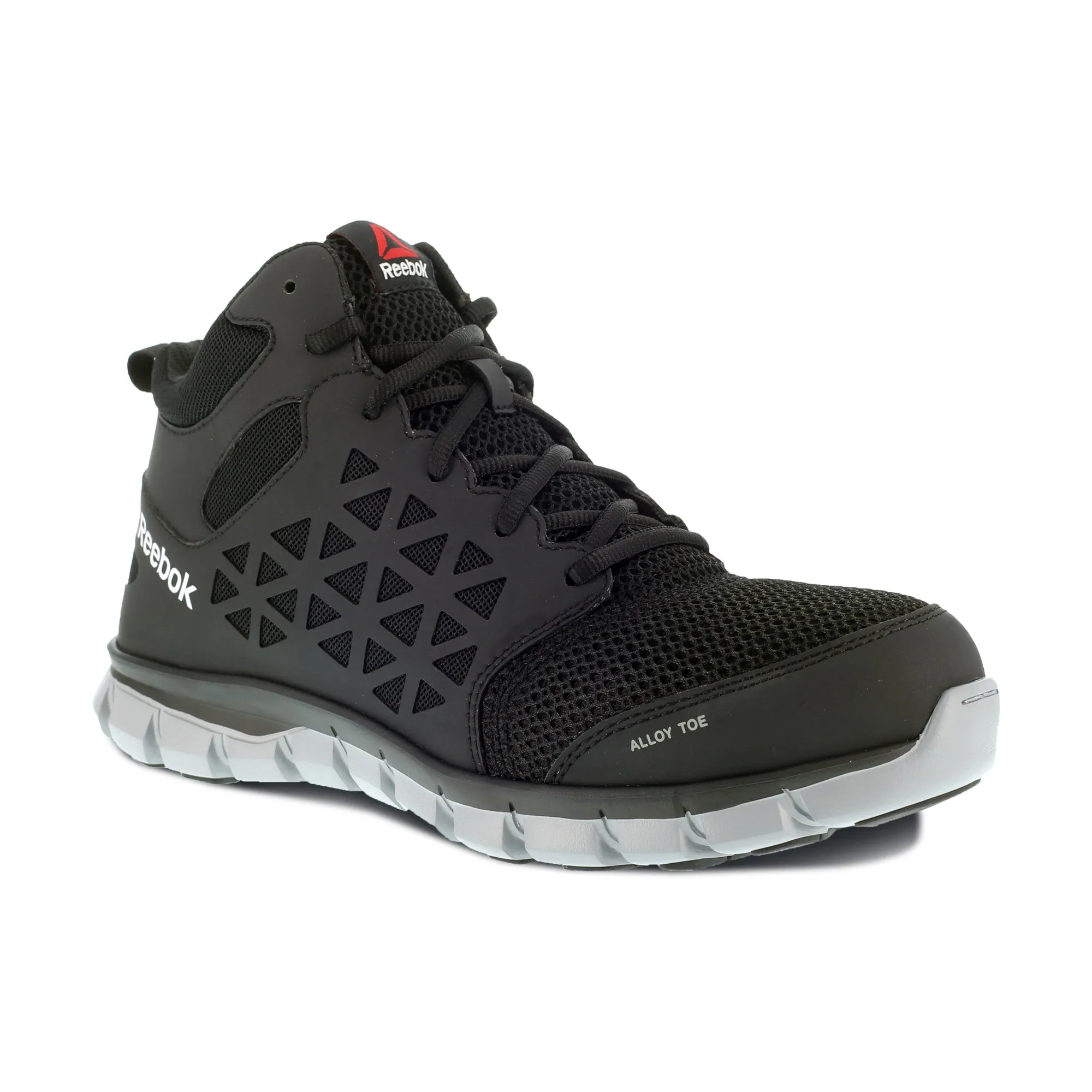 Reebok Womens Black Mesh Work Boots Athletic Mid Cut AT