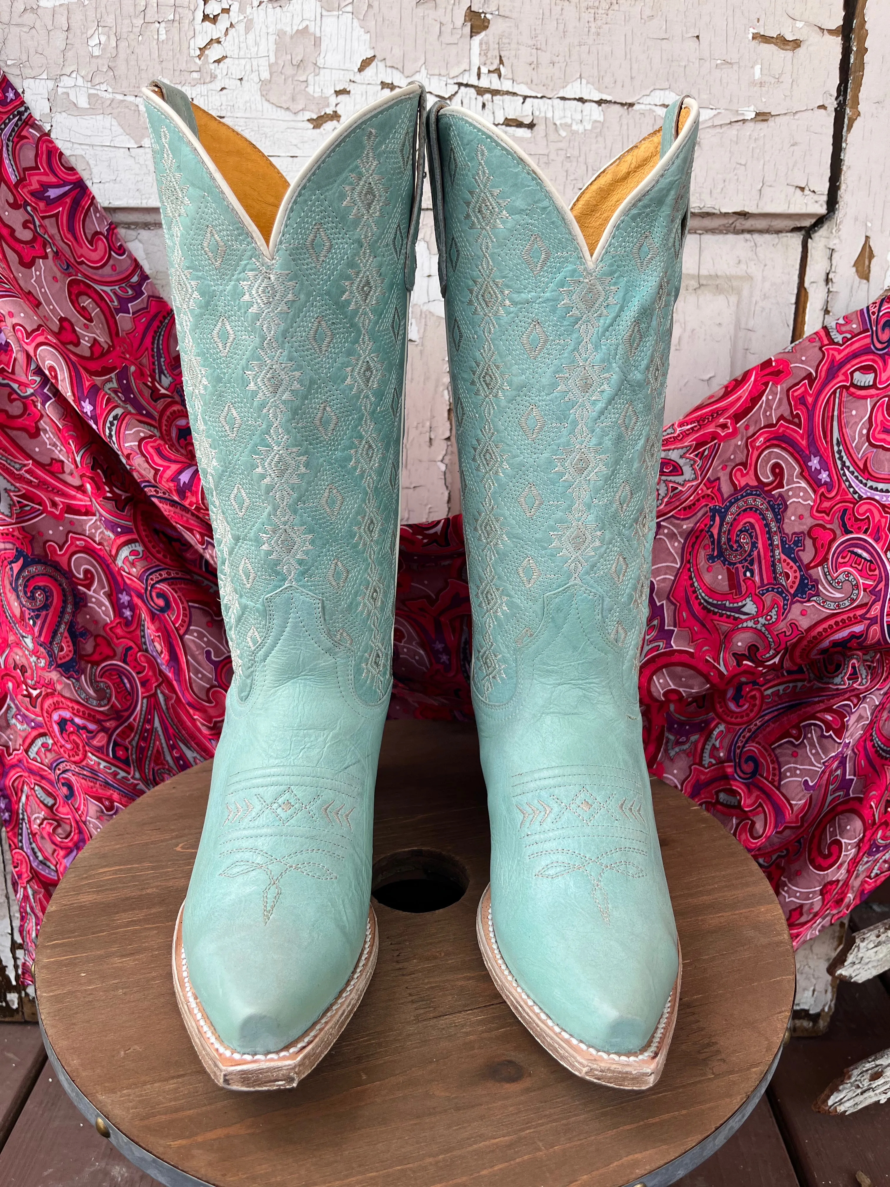 Roper Women's Anika Light Blue Aztec Snip Toe Cowgirl Boots 7619-8586