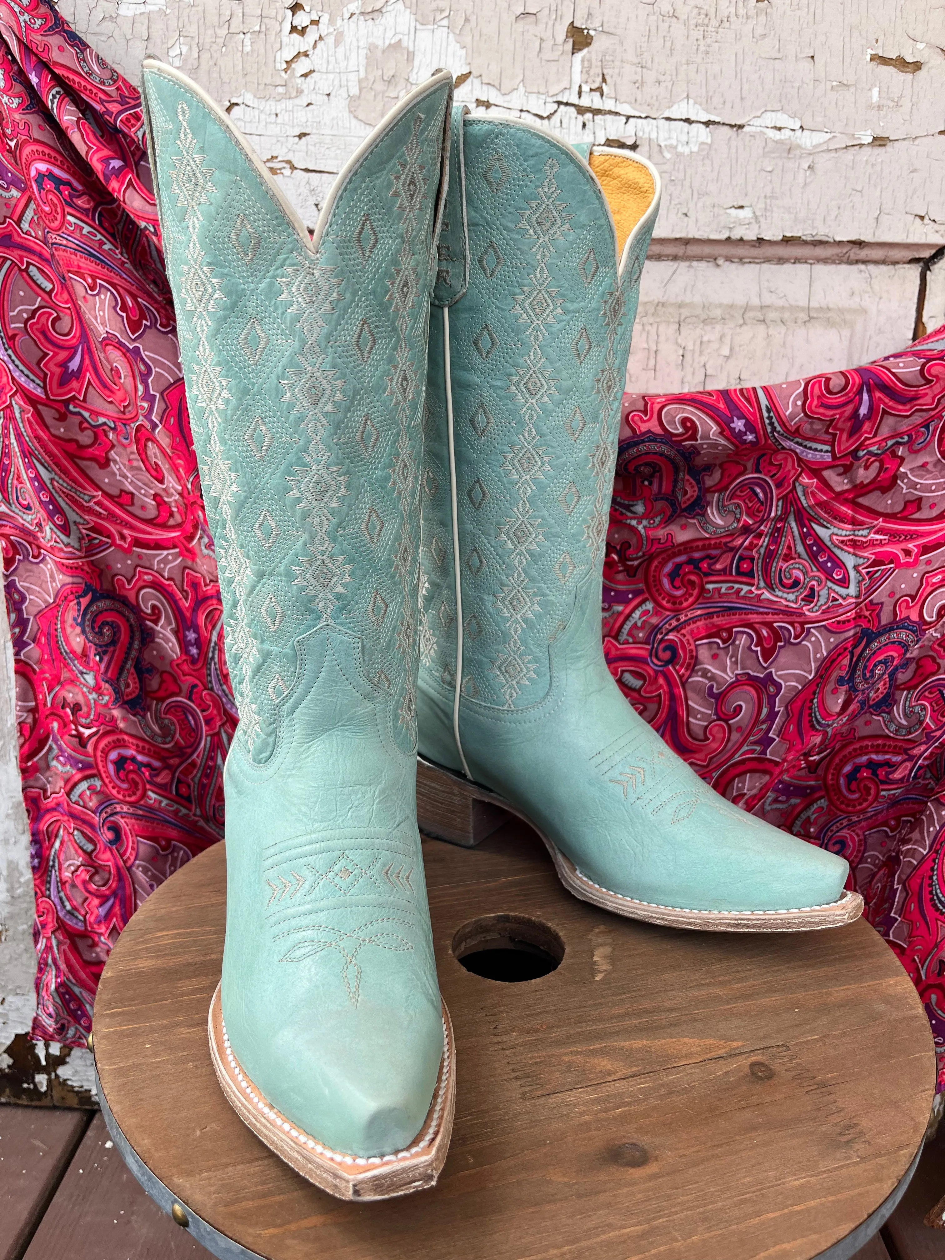 Roper Women's Anika Light Blue Aztec Snip Toe Cowgirl Boots 7619-8586