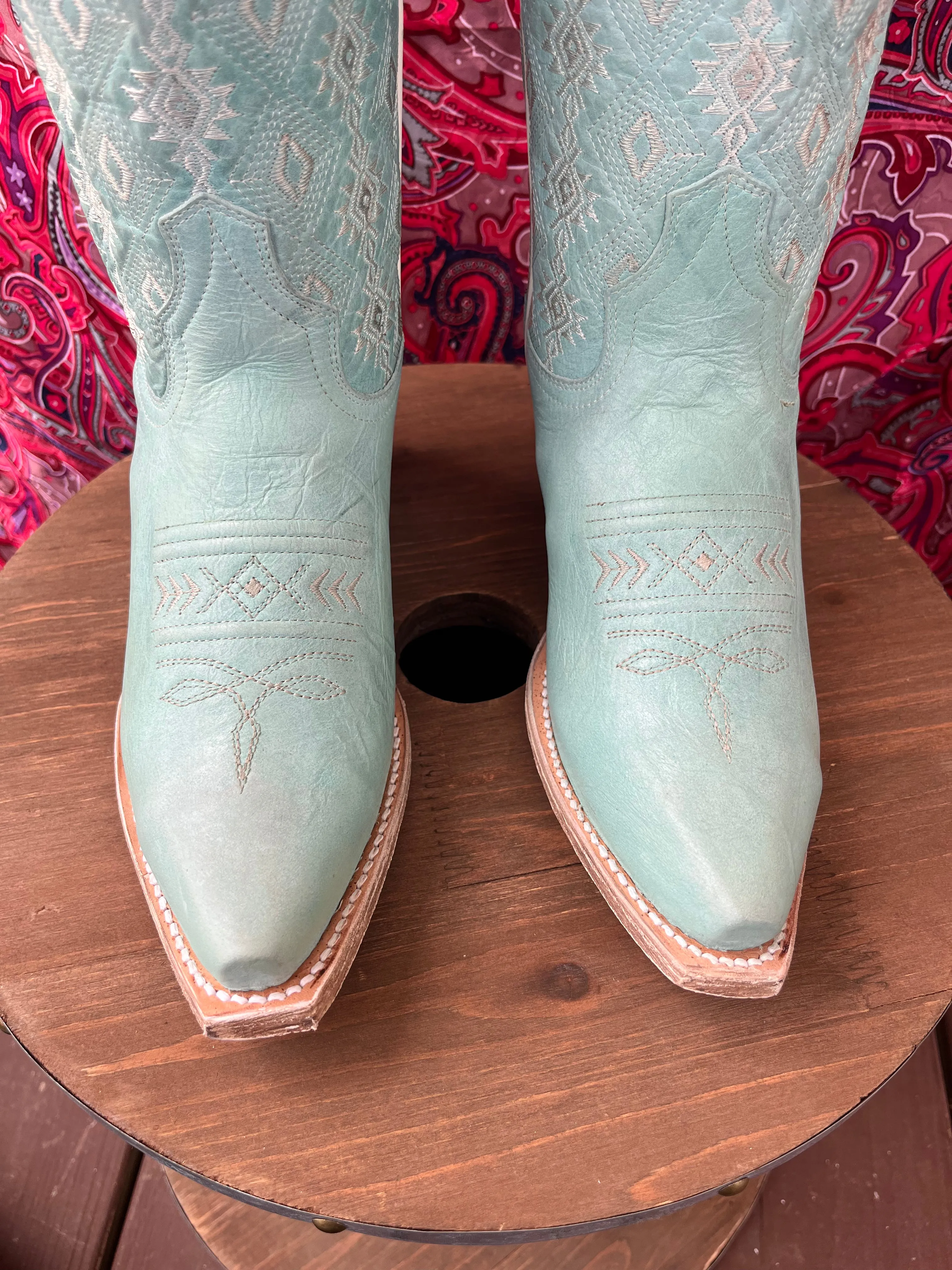 Roper Women's Anika Light Blue Aztec Snip Toe Cowgirl Boots 7619-8586