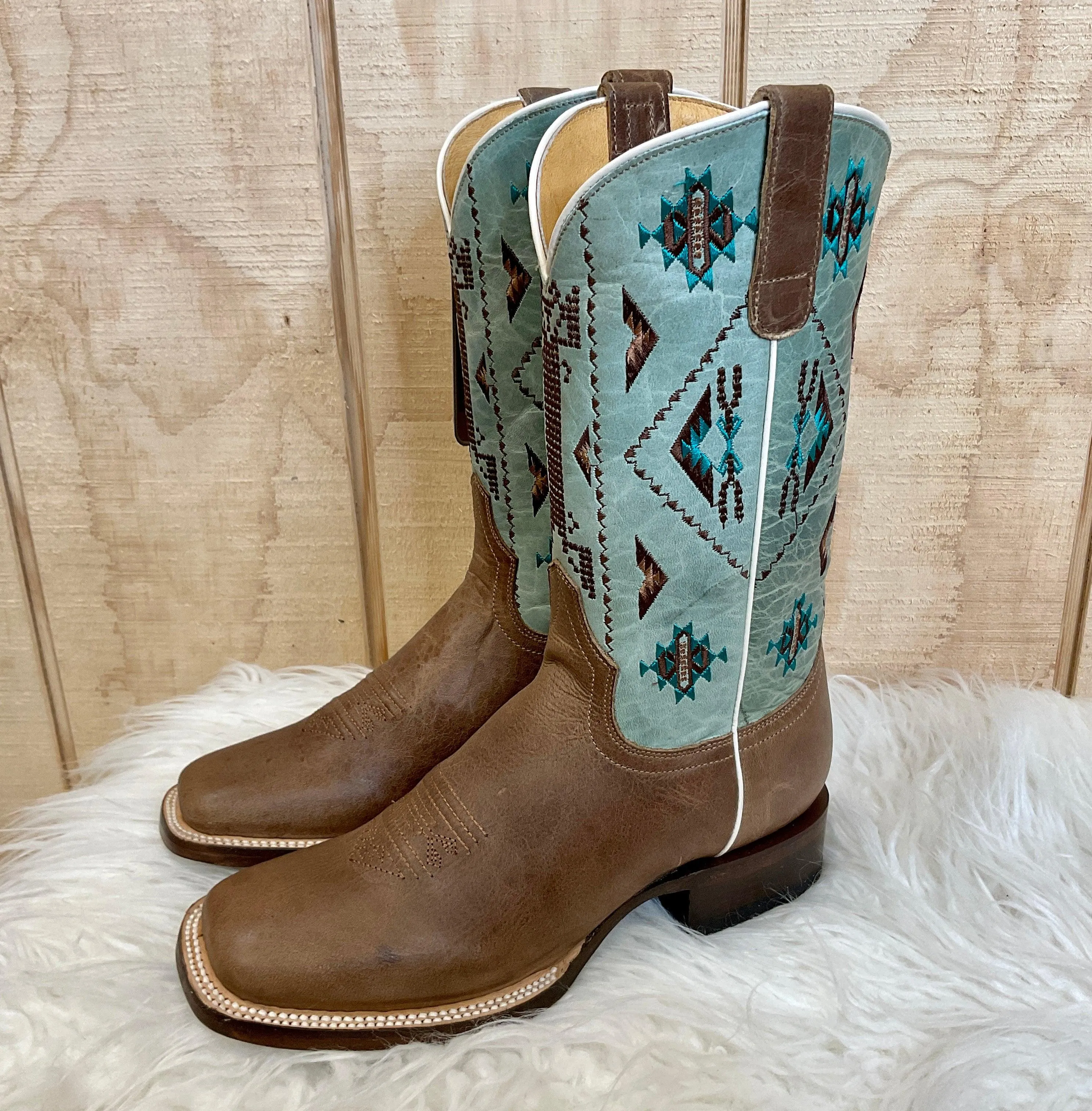 Roper Women's Out West Square Toe Brown Cowgirl Boots 7016-8381