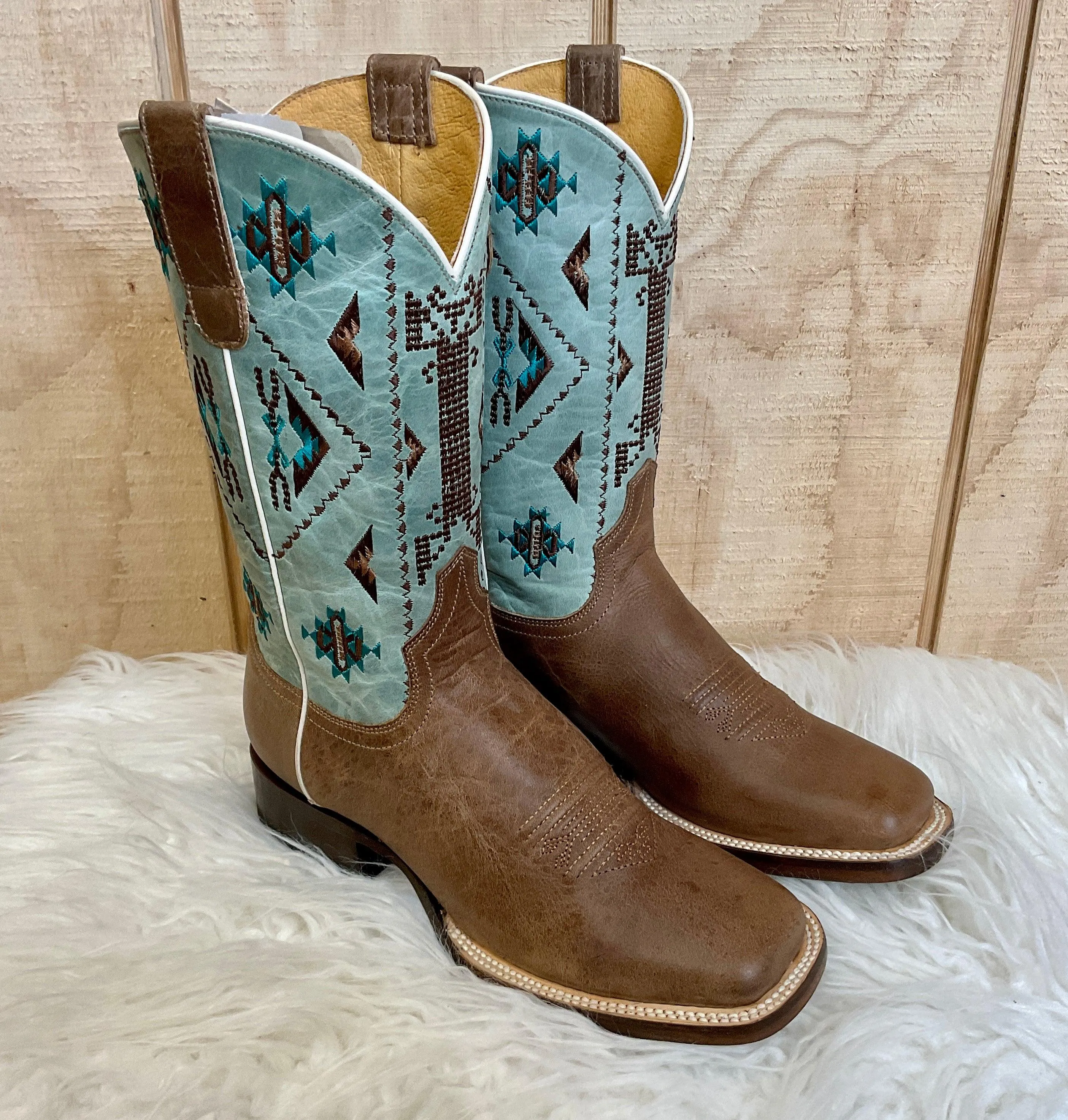 Roper Women's Out West Square Toe Brown Cowgirl Boots 7016-8381