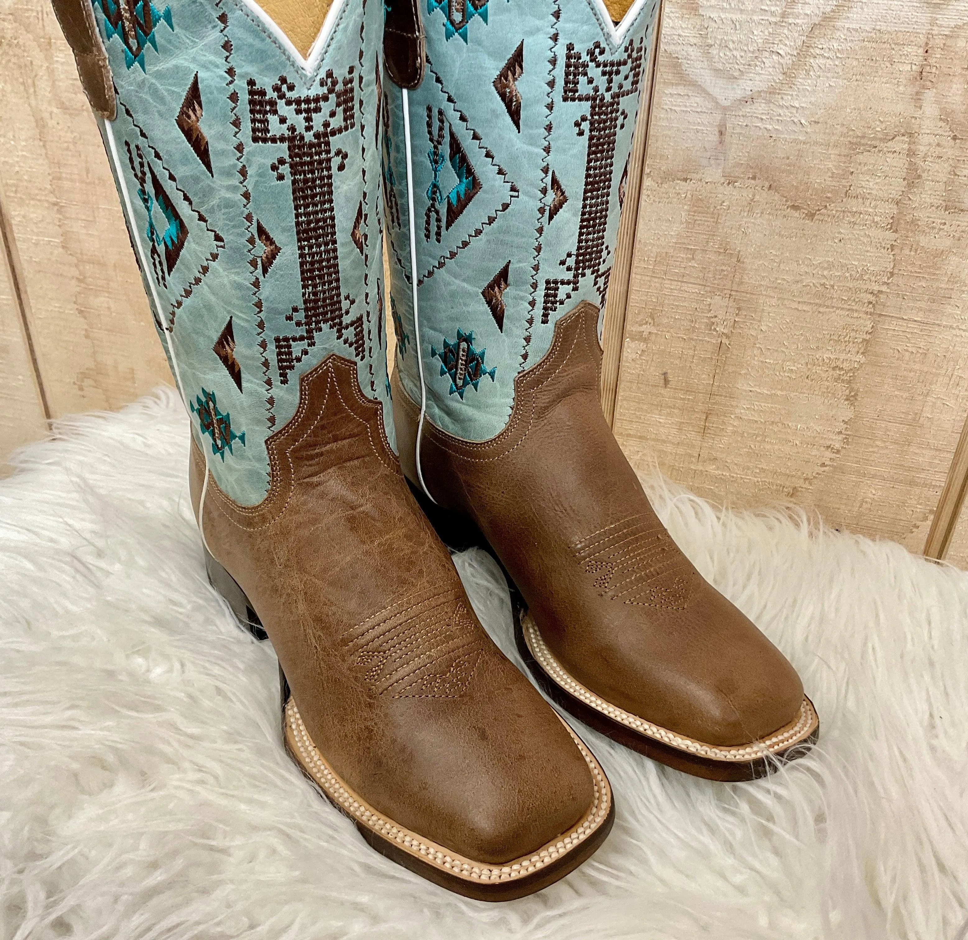 Roper Women's Out West Square Toe Brown Cowgirl Boots 7016-8381