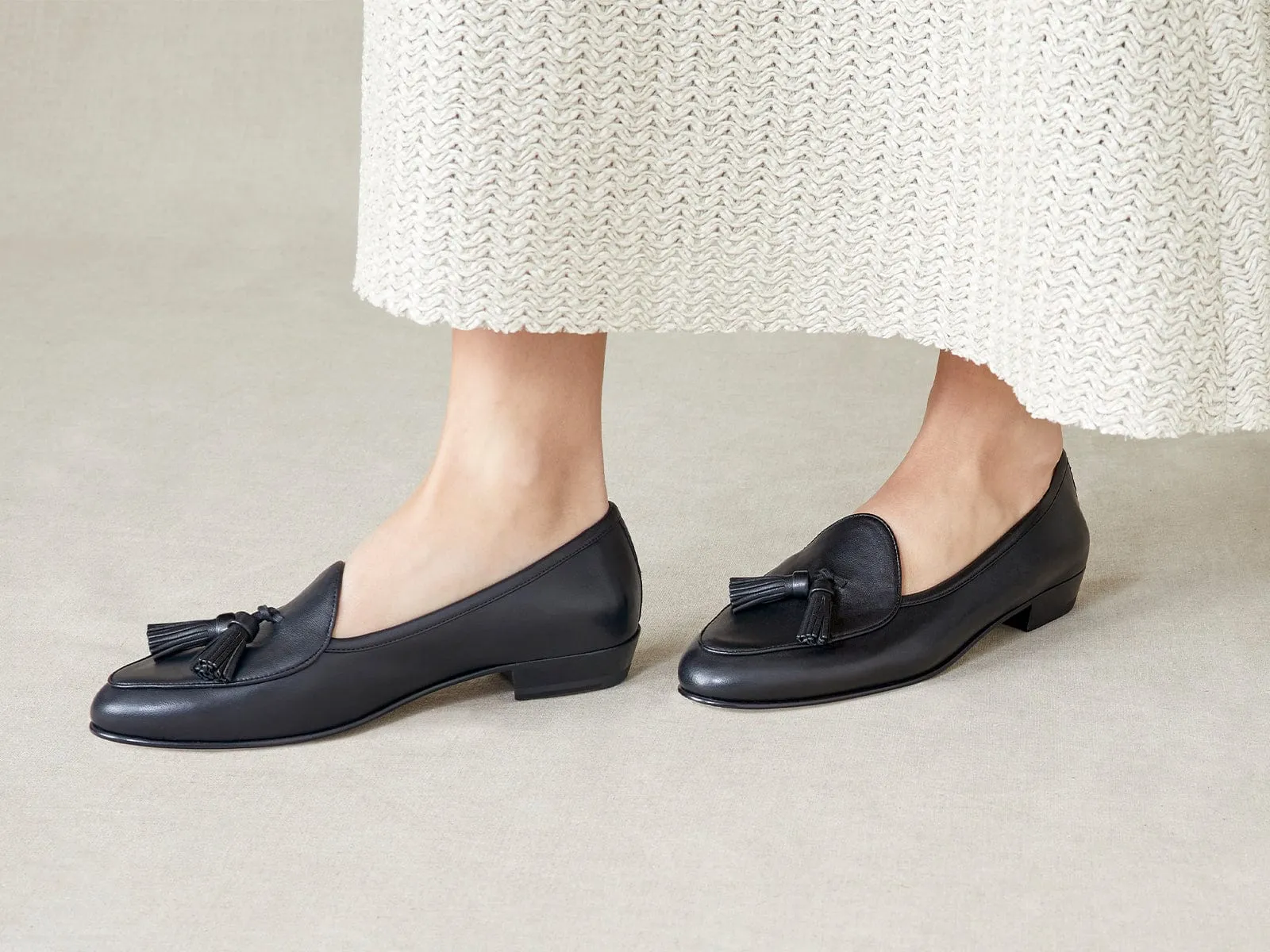 Sagan Tassel Loafers in Black Nappa