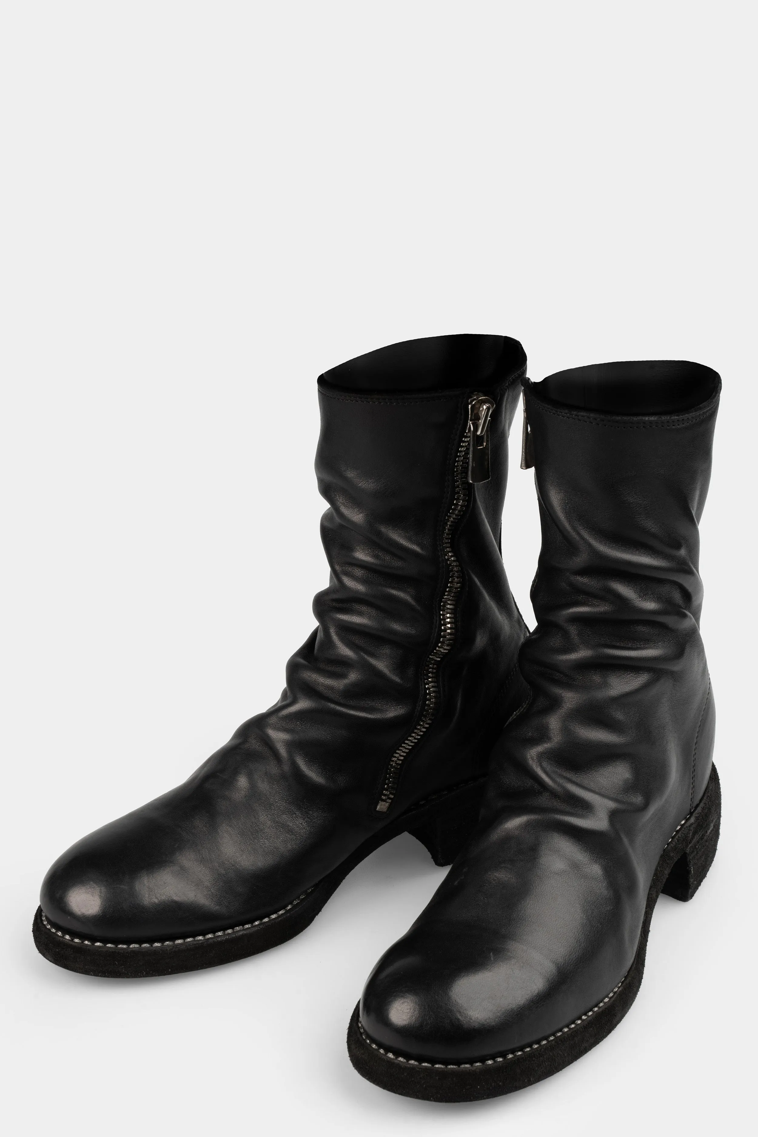 Side zip mid-top leather boots | 798LZX