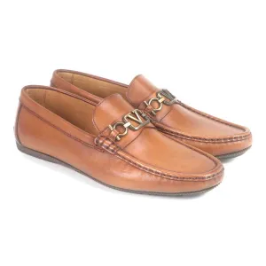 Sigotto Uomo Tan Soft Leather Driving Loafer with V Logo