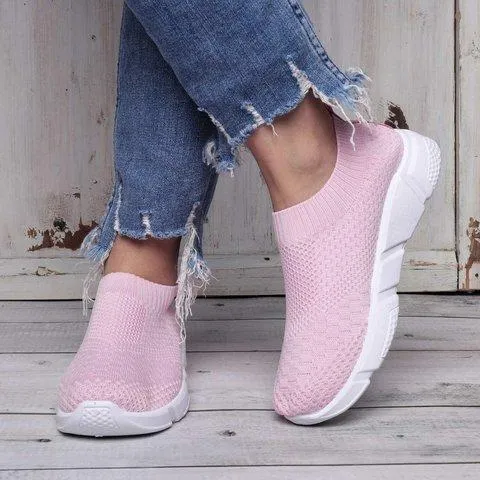 Soft women's sock shoes knitting shoesslip on sneakers breathable tennis shoes