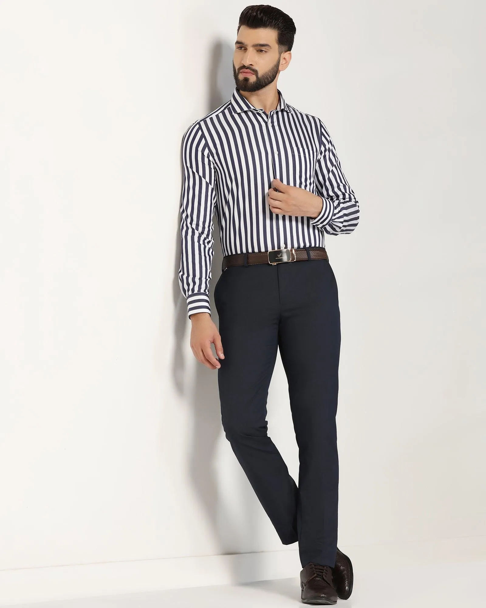 Temp Tech Formal Navy Stripe Shirt - Geneva