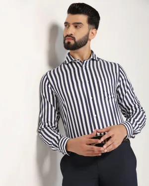 Temp Tech Formal Navy Stripe Shirt - Geneva